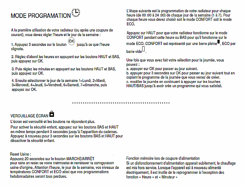 Programmation du thermostat