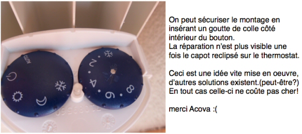 Réparation de la molette du thermostat Acova Taiga