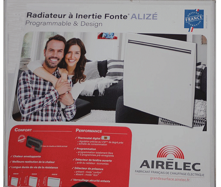 Radiateur à inertie fonte Airélec alizé