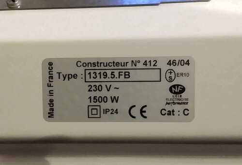 Convecteur Applimo Ref 1319-5.FB