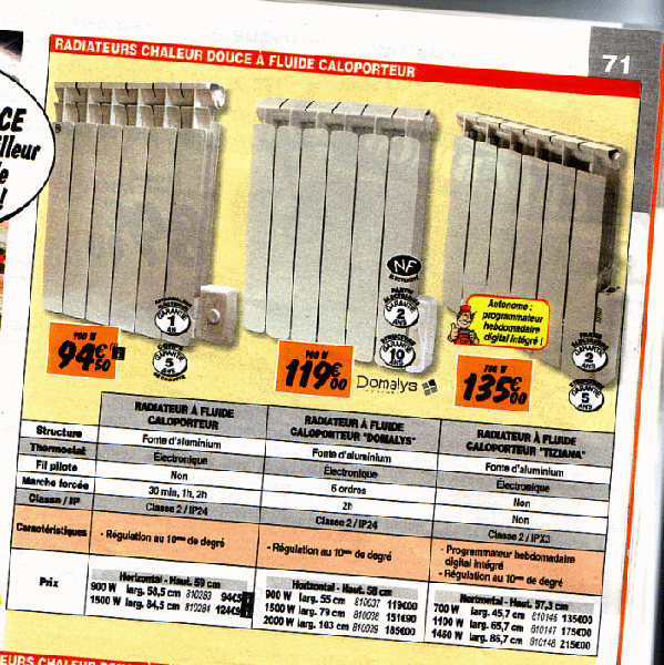 Page chauffage du catalogue