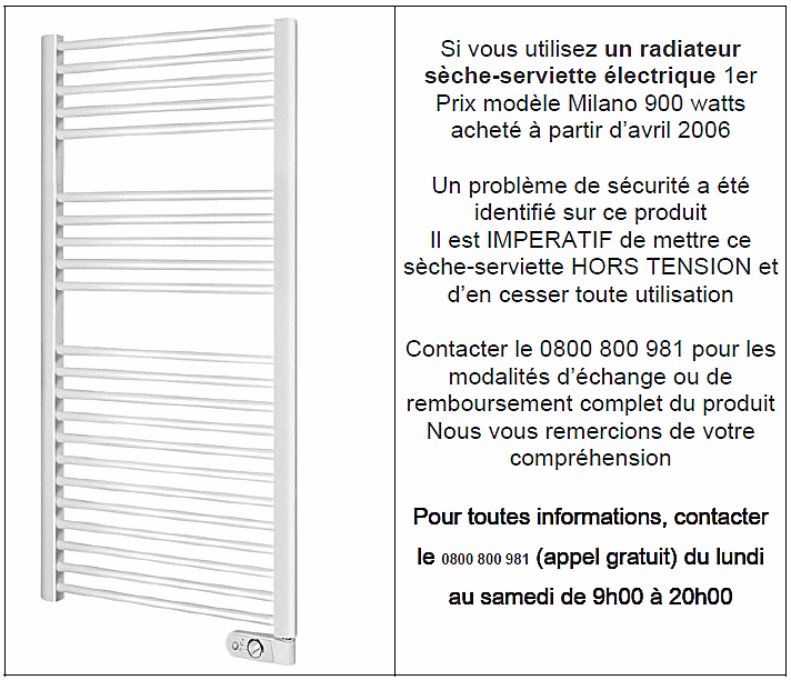 Rappel sèche serviettes