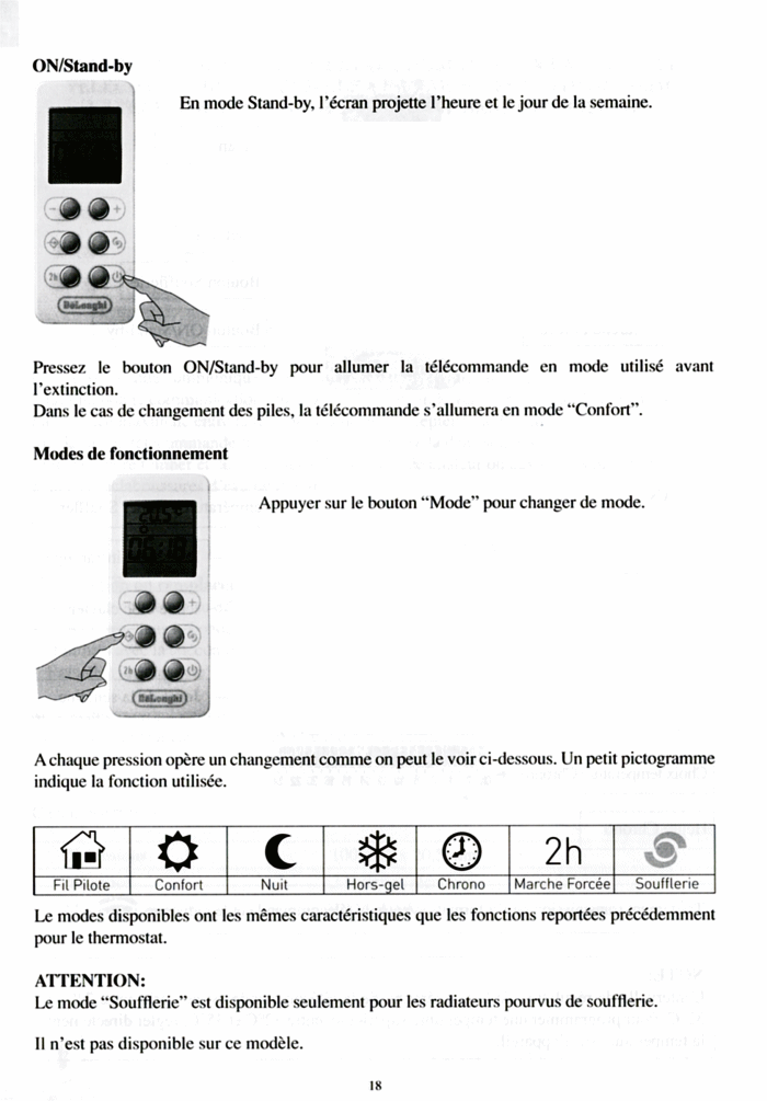 La télécommande Delonghi