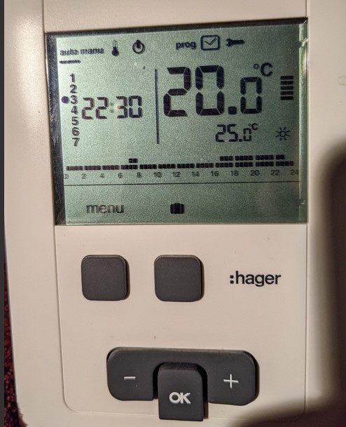 Afficheur du thermostat EK 510