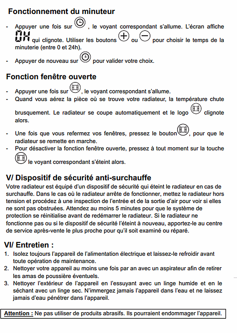 Réglages et programmation du radiateur