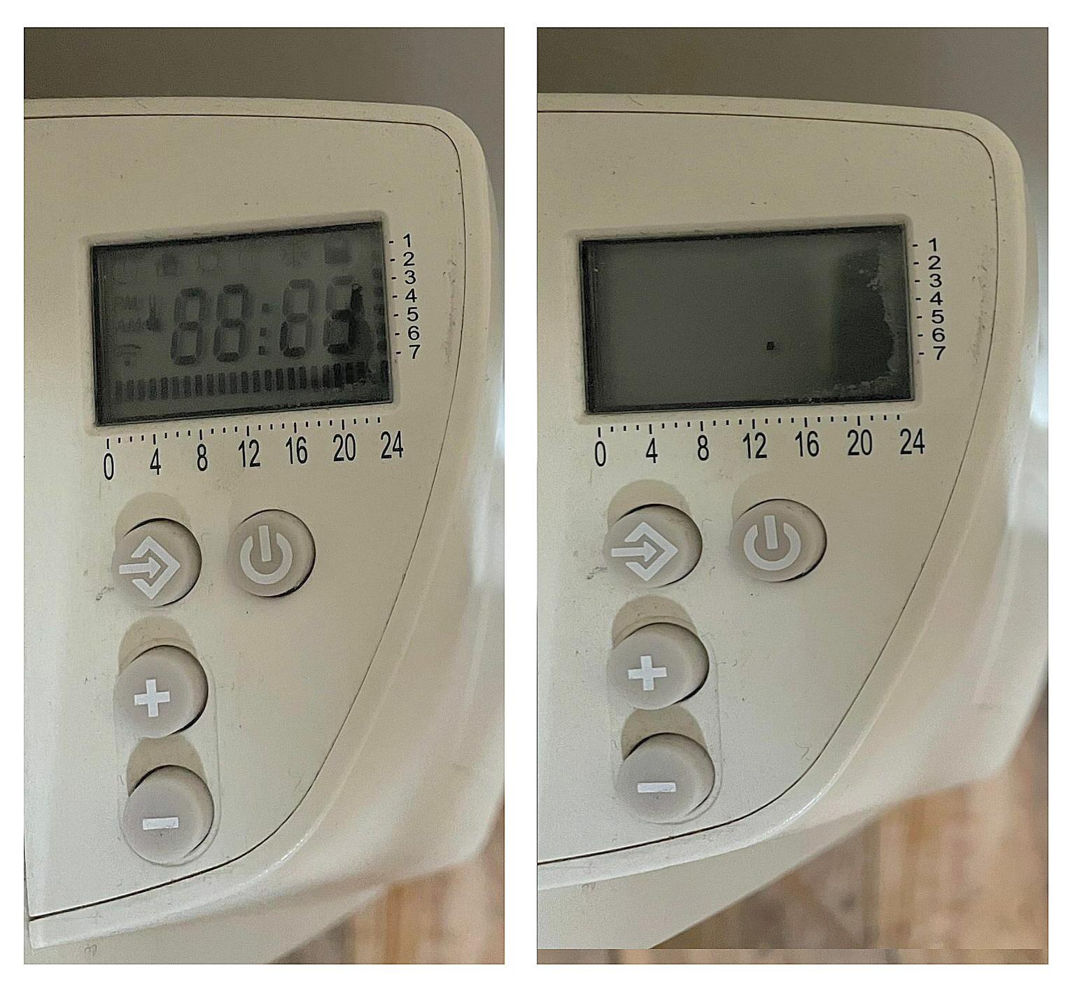 L'afficheur du thermostat est en panne