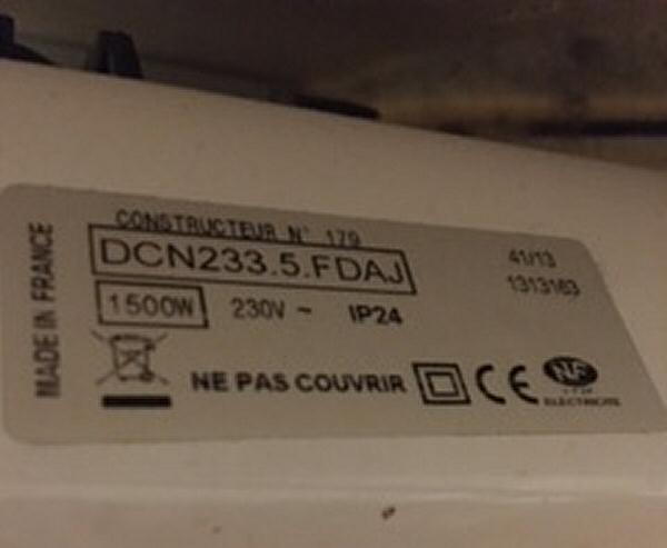 Modèle bas 1500 Watts  dcn233.5.FDAJ