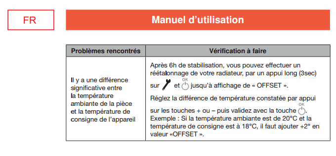 Réglage de la température affichée