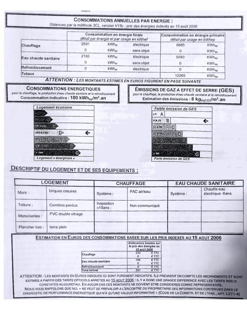 Diagnostique de performance énergétique d'une maison équipée d'une PAc air eau