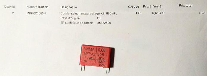 Achat d'un condensateur Wima 0,68 micro Farad