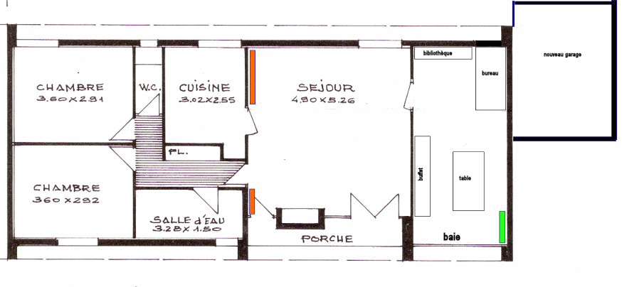 Emplacement des radiateurs sur le plan d'une maison