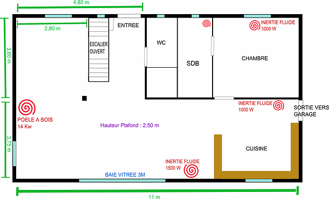 Plan maison avec grande pièce de vie