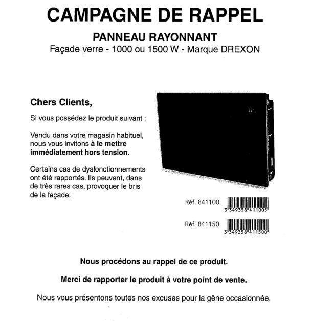 Affichage en magasin pour le rappel