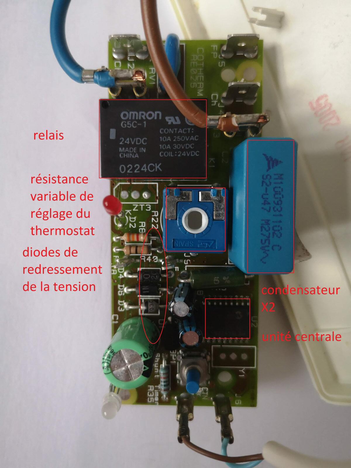 Carte électronique du thermostat