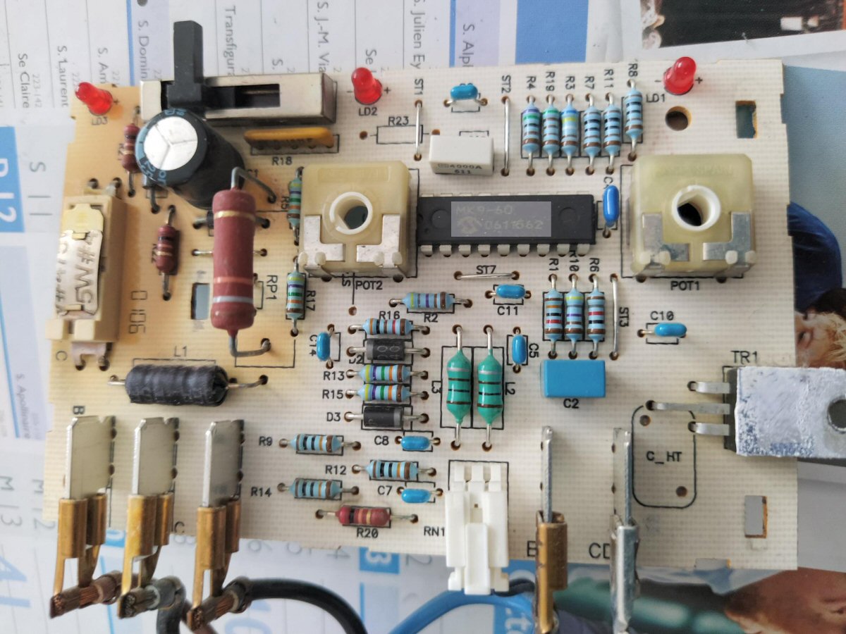 Carte du thermostat en panne