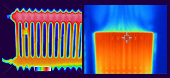 Thermographie de radiateur à inertie fluide fluide