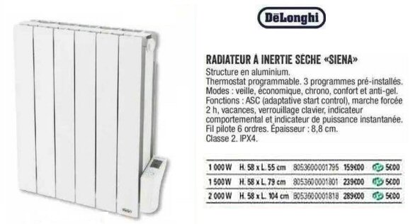 radiateur à inertie siena