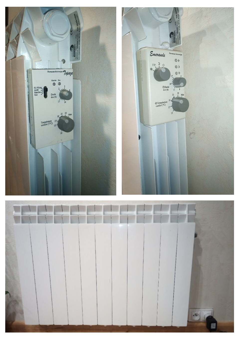 Différents thermostats pour radiateur à inertie stéatite