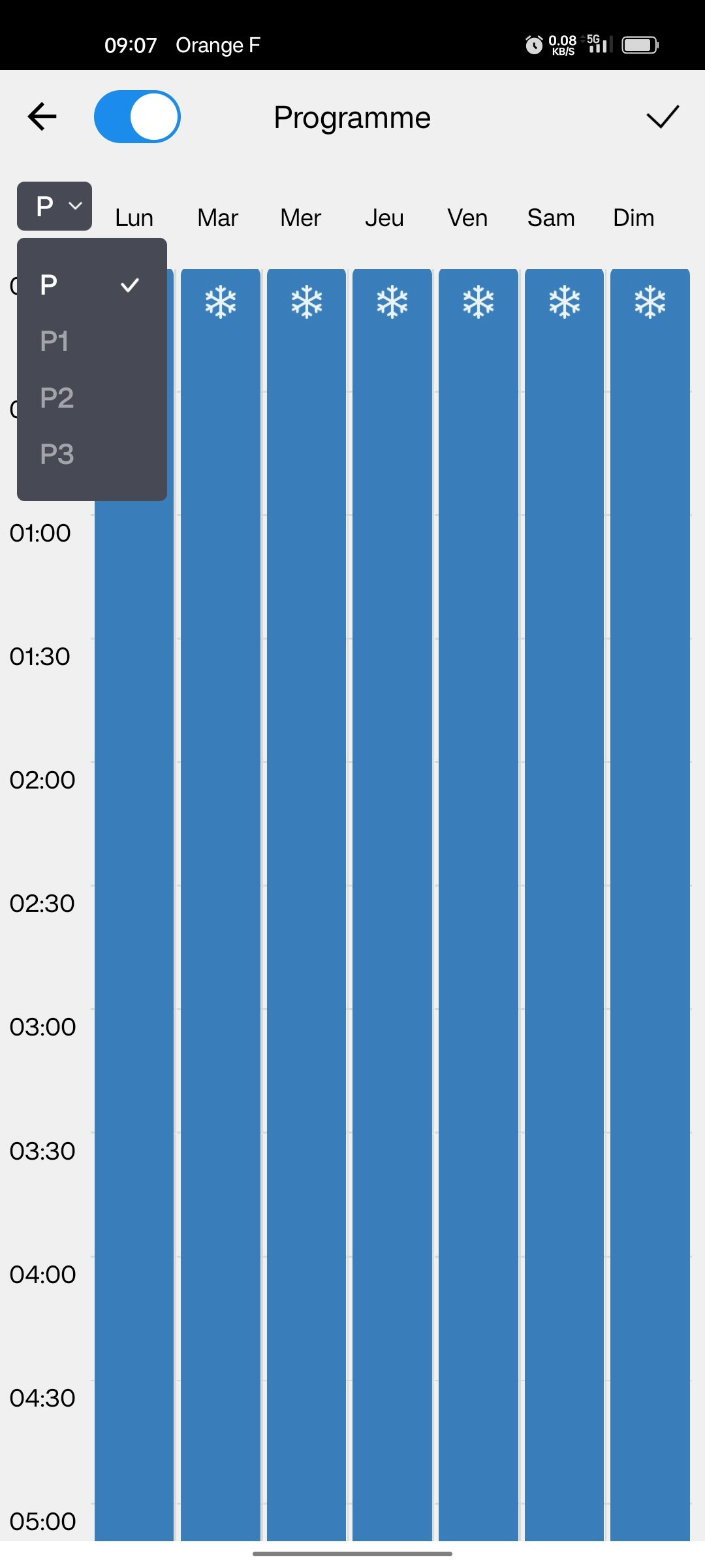 Programmation du chauffage