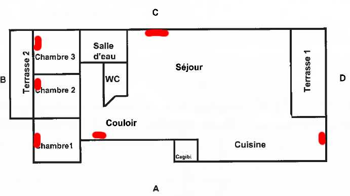 plan du logement et emplacement des radiateurs