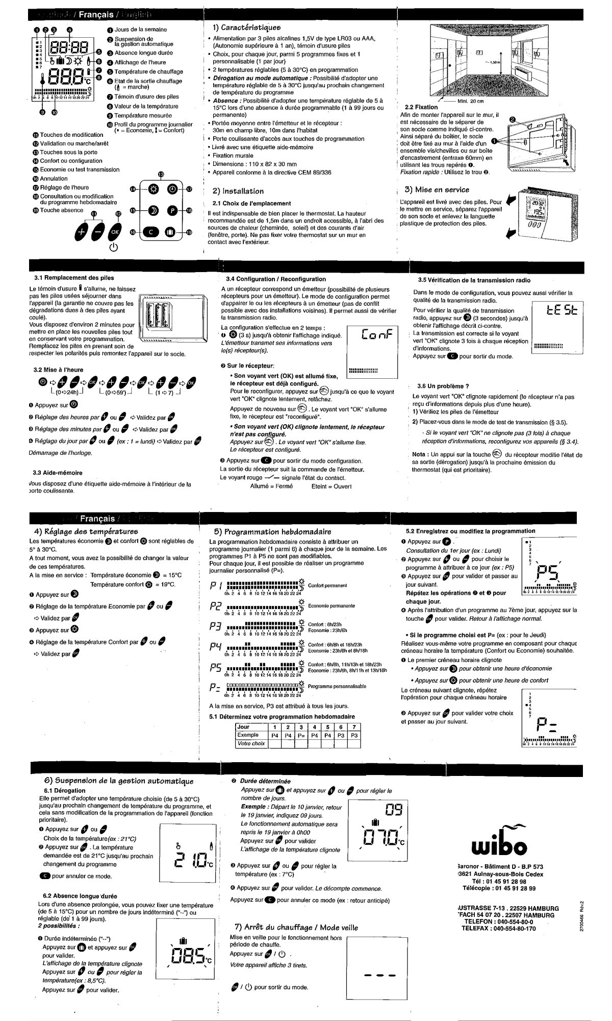 Manuel d'un thermostat Wibo