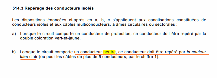 La NF C 15-100 et la couleur des fils