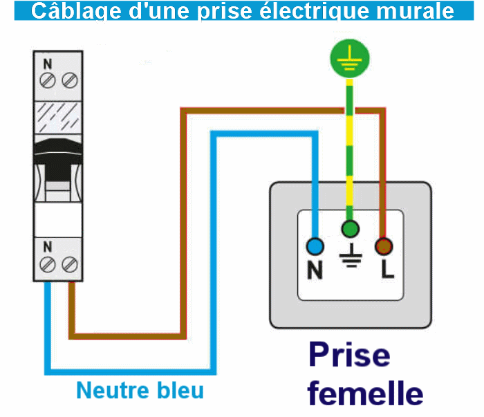 Sens de câblage d'une prise électrique femelle